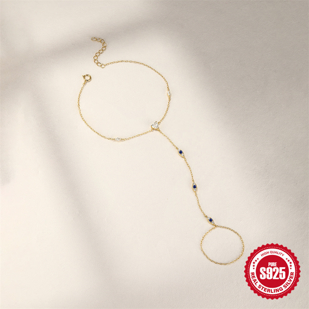 S925 Sterling Silver Diamond Women's Multi-layer Twin Temperamental Bracelet Hand Jewelry