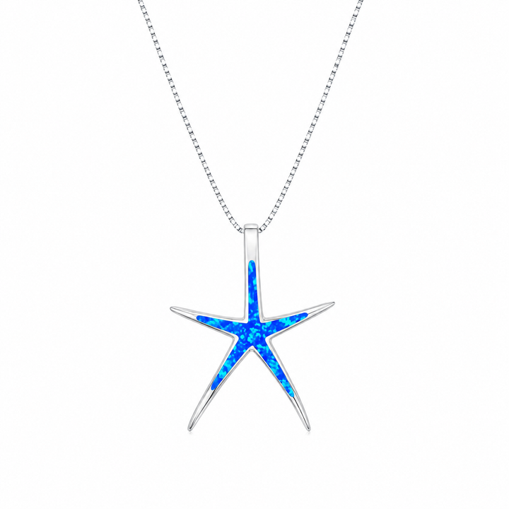 Collar de Ópalo Azul y Estrella de Mar de Plata