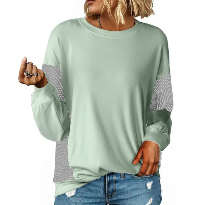 Naisten Patchwork Pitkähihaiset Neule Sweatshirt