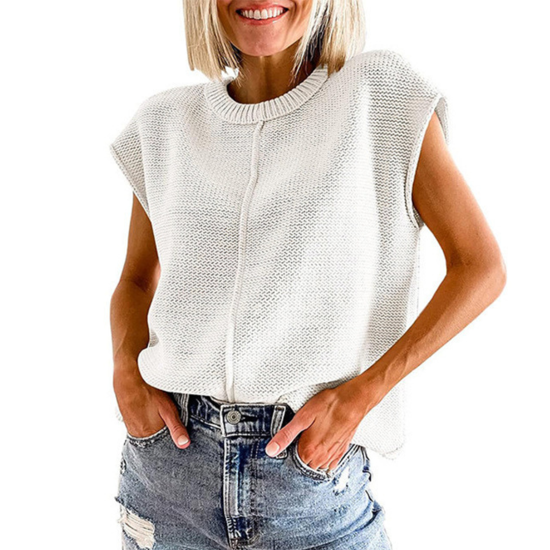 MAISIE™ - Rentoa Minimalistista Olkaimetonta Paitaa Pyöreällä Kaula-aukolla