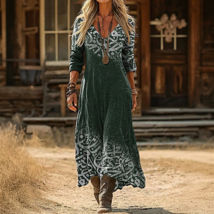 Maria - Casualní šaty s dlouhým rukávem inspirované vintage stylem