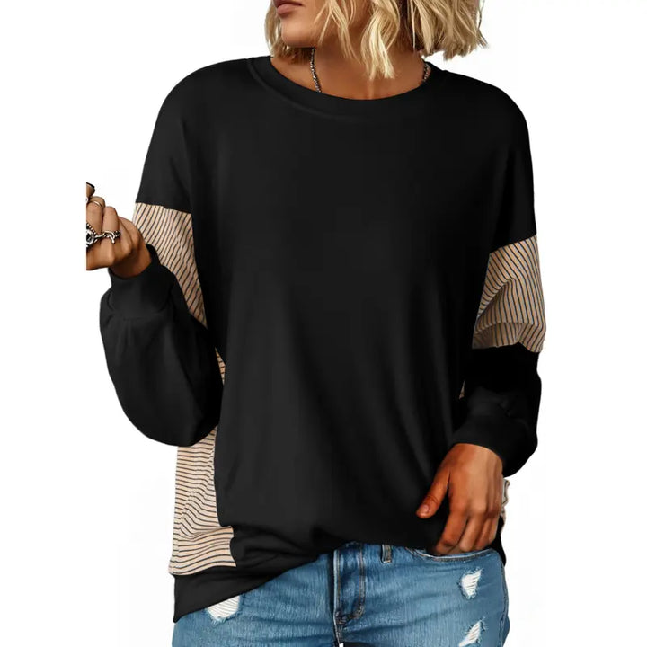 Naisten Patchwork Pitkähihaiset Neule Sweatshirt