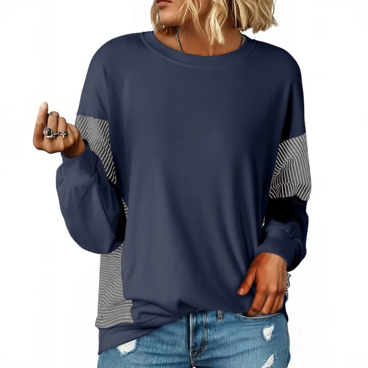 Naisten Patchwork Pitkähihaiset Neule Sweatshirt