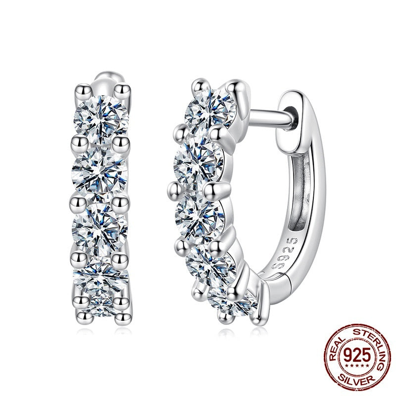 Silver Ziyun New Shining Single Row Light Luxury Moissanite Ear Clip Women