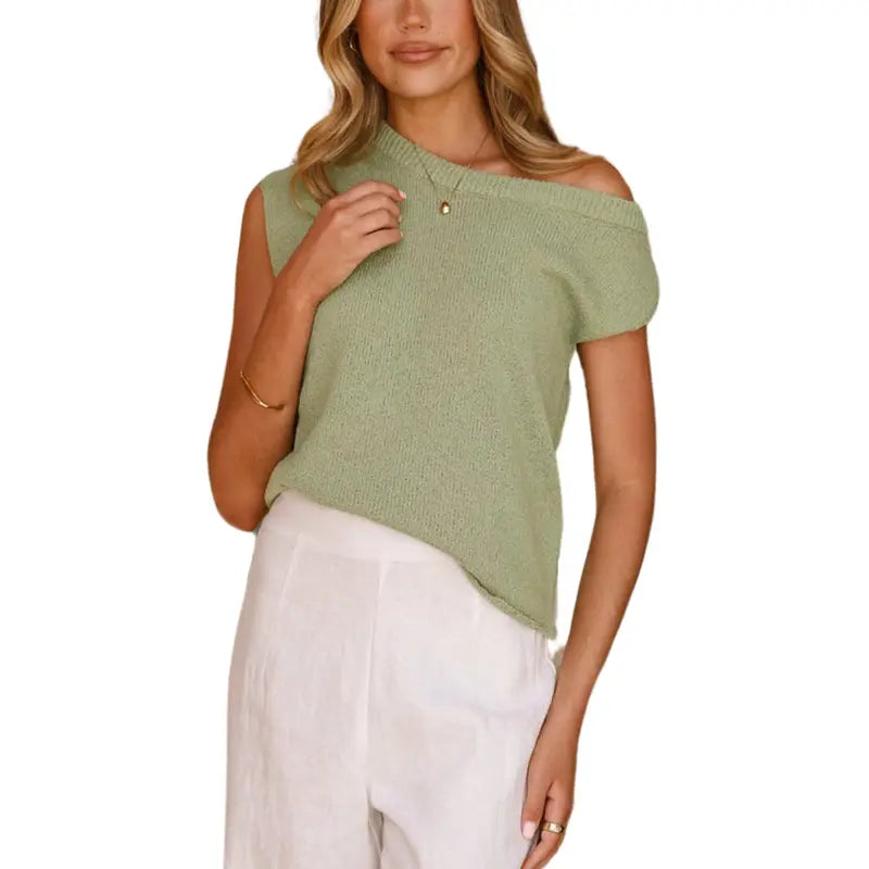 Naisten Off-Shoulder Y2K Lyhythihainen Ribbineulepaita