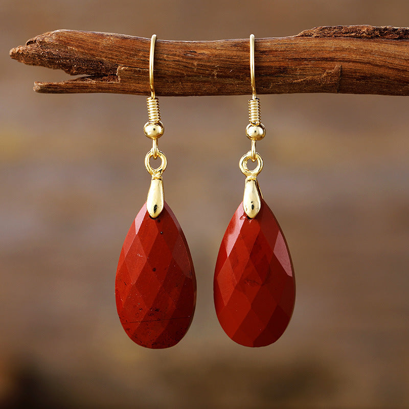 Simple And Light Luxury Water Drop Natural Stone Designer Earrings