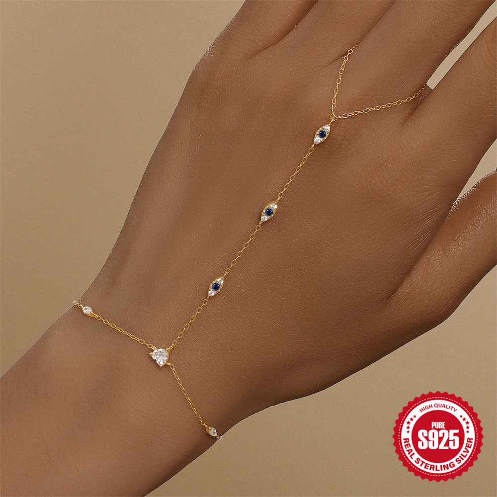 S925 Sterling Silver Diamond Women's Multi-layer Twin Temperamental Bracelet Hand Jewelry