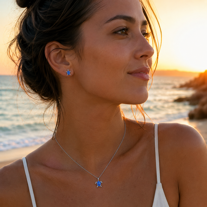 Collar de Tortuga Marina en Ópalo y Plata