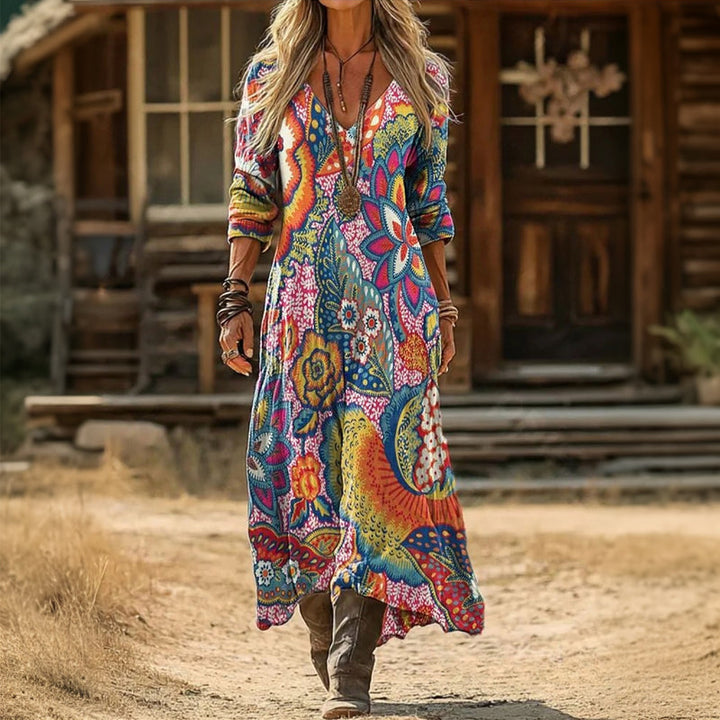 Maria - Casualní šaty s dlouhým rukávem inspirované vintage stylem