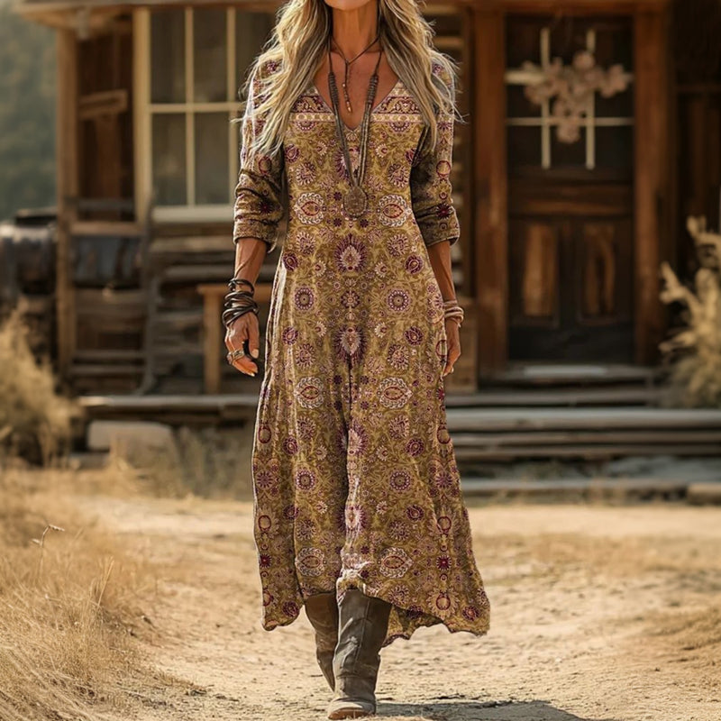Maria - Casualní šaty s dlouhým rukávem inspirované vintage stylem