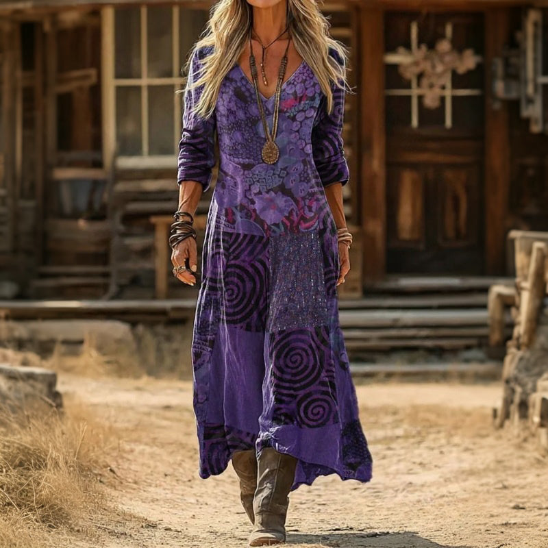 Maria - Vintage Inspirovaný Dlouhý Rukáv Casual Šaty