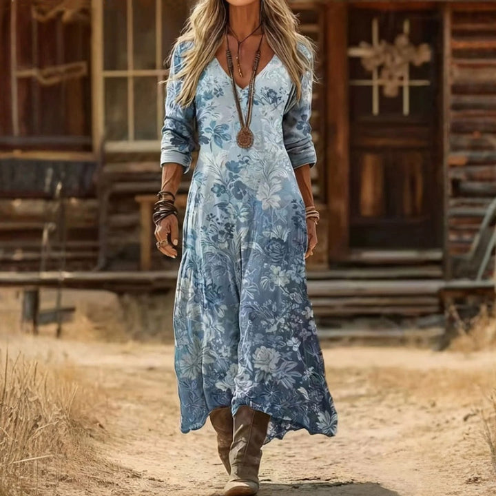 Maria - Casualní Šaty s Dlouhým Rukávem Inspirované Vintage