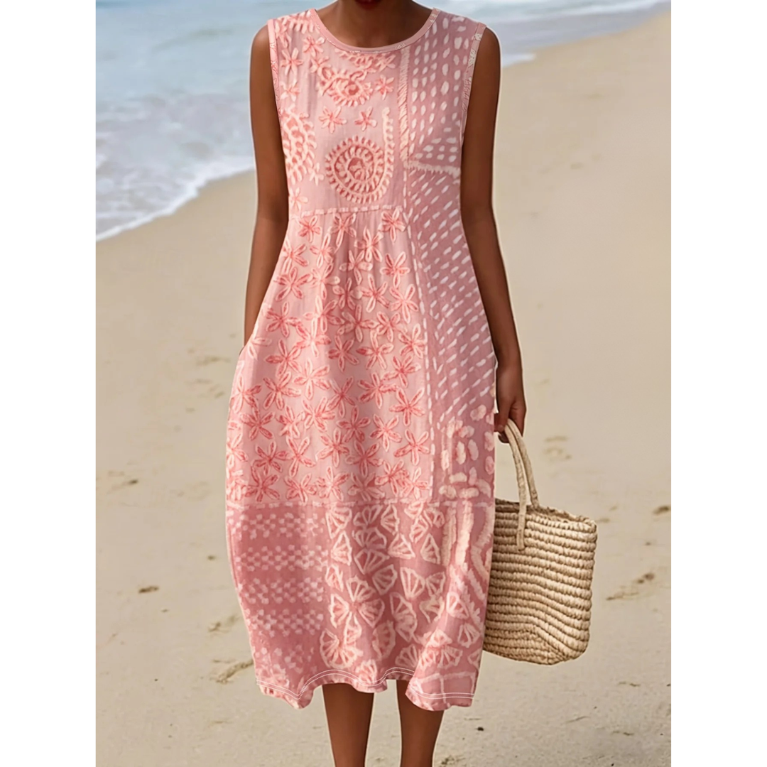 Robe Midi Bohème Fleurie Femme avec Poches