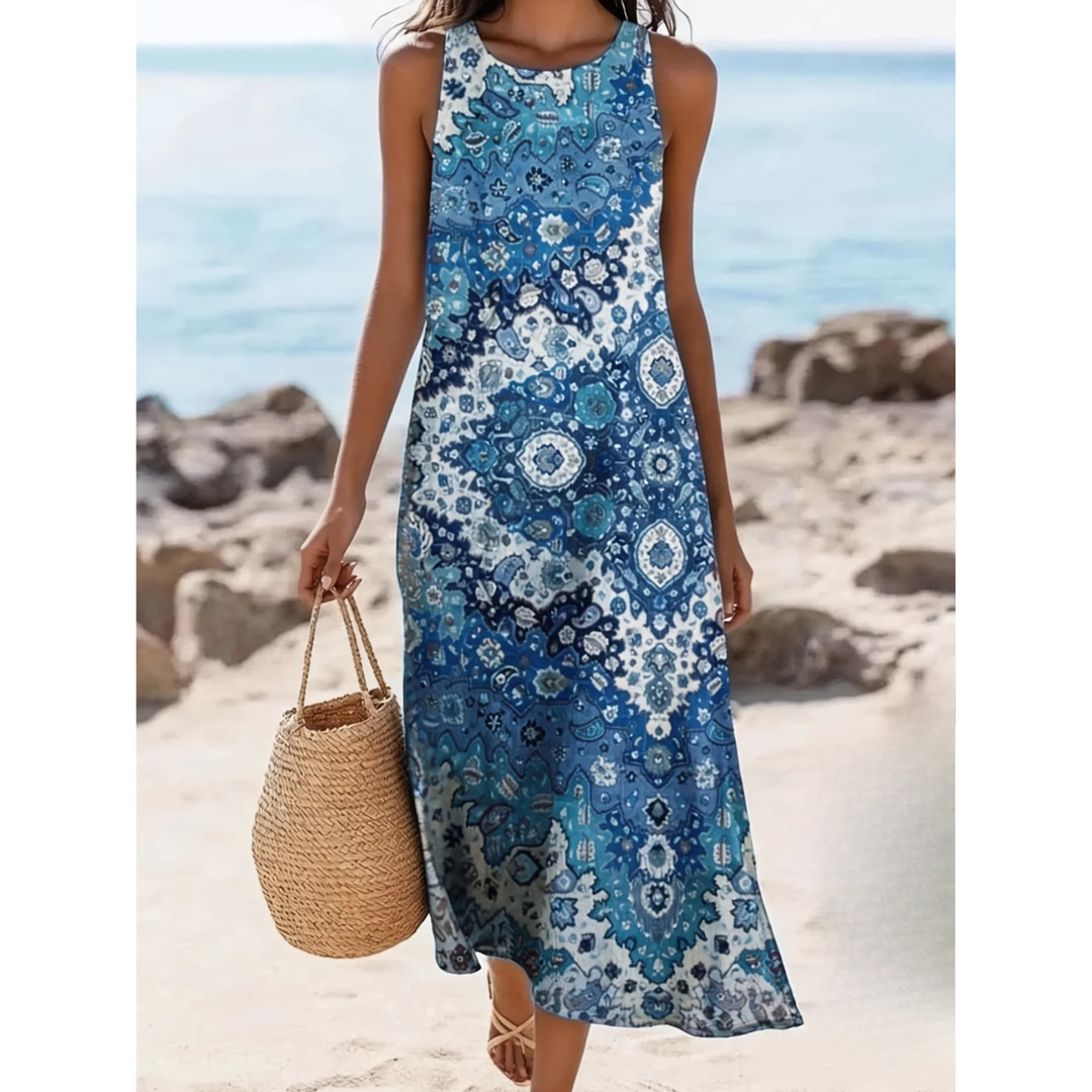 Robe Midi Bohème Fleurie Femme avec Poches