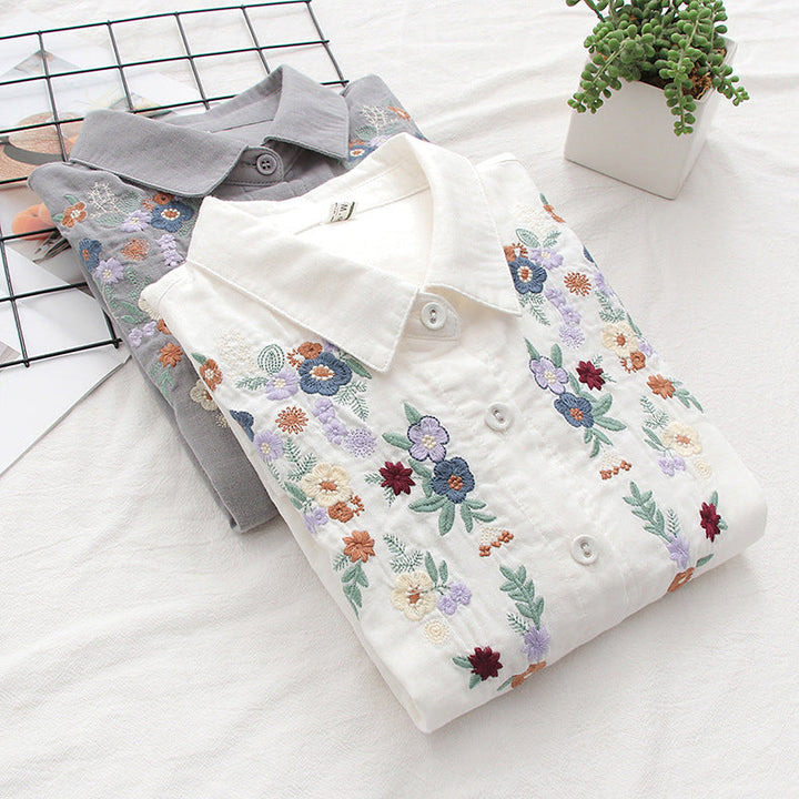 FLAVIE™ – Vintage Charme Brodeerattu Paita