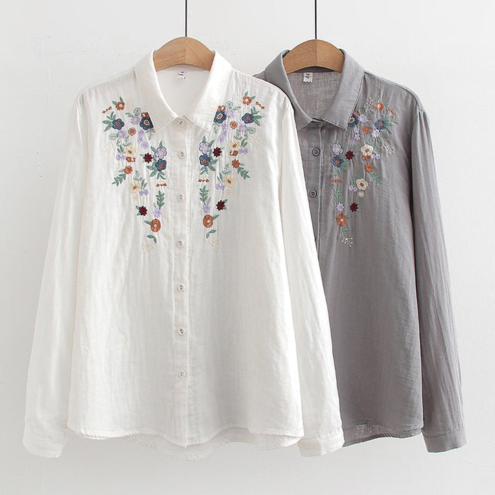 FLAVIE™ – Vintage Charme Brodeerattu Paita