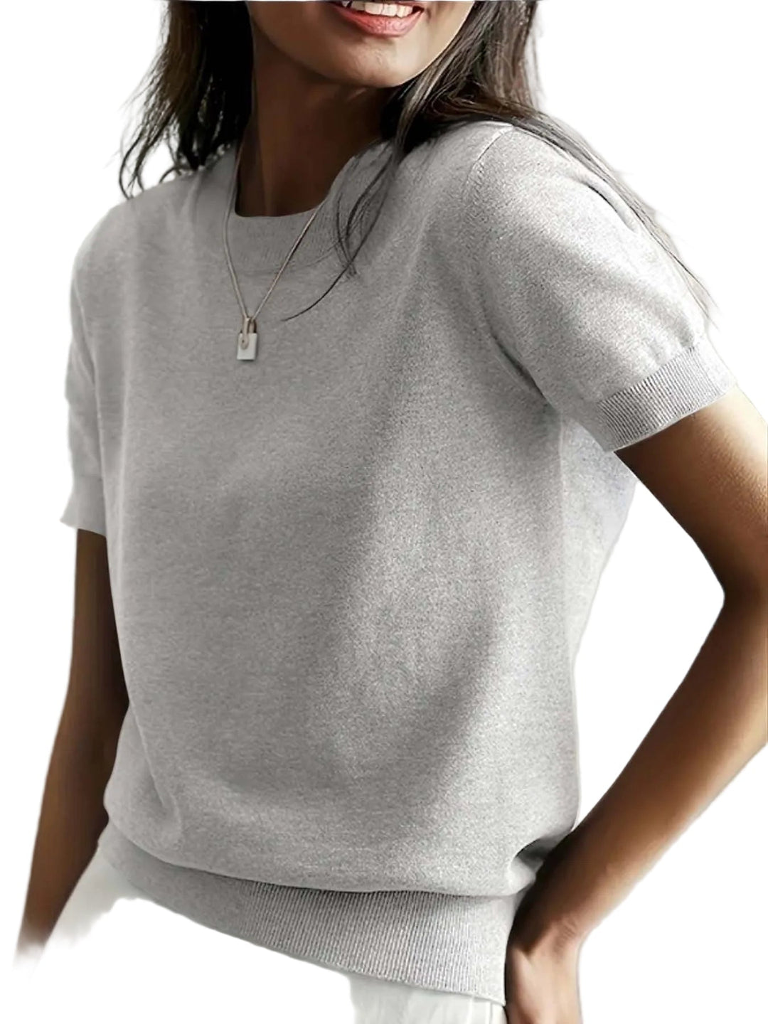 Naisten Yksivärinen Crew Neck Lyhythihainen Neule