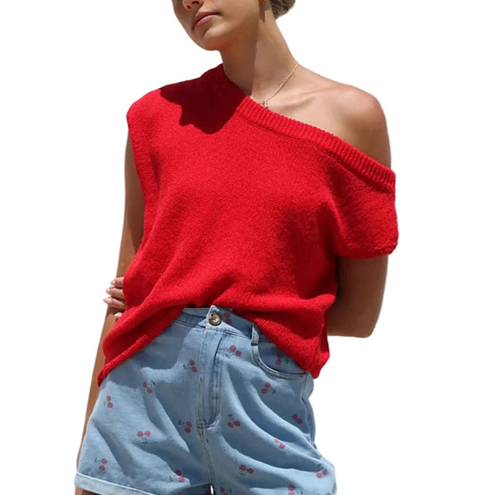 Naisten Off-Shoulder Y2K Lyhythihainen Ribbineulepaita