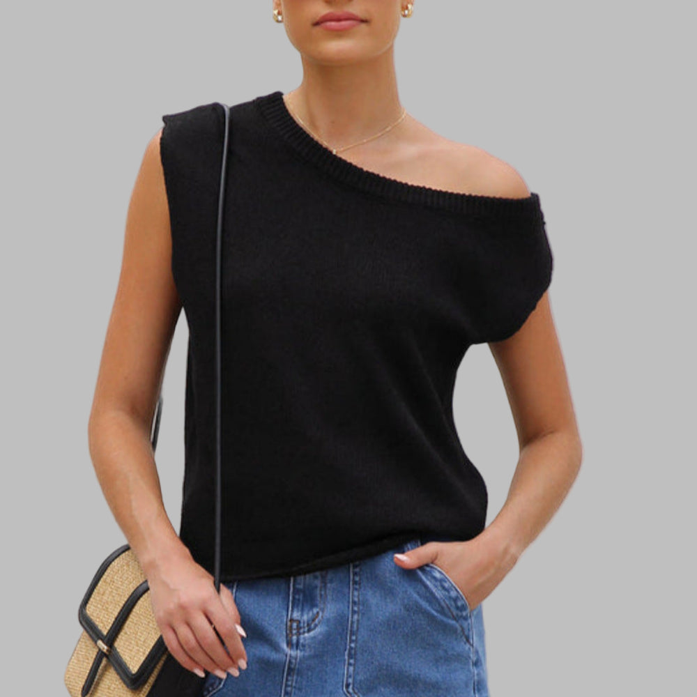JUDITH™ - Tyylikäs Off-Shoulder Lyhythihainen Neulepusero