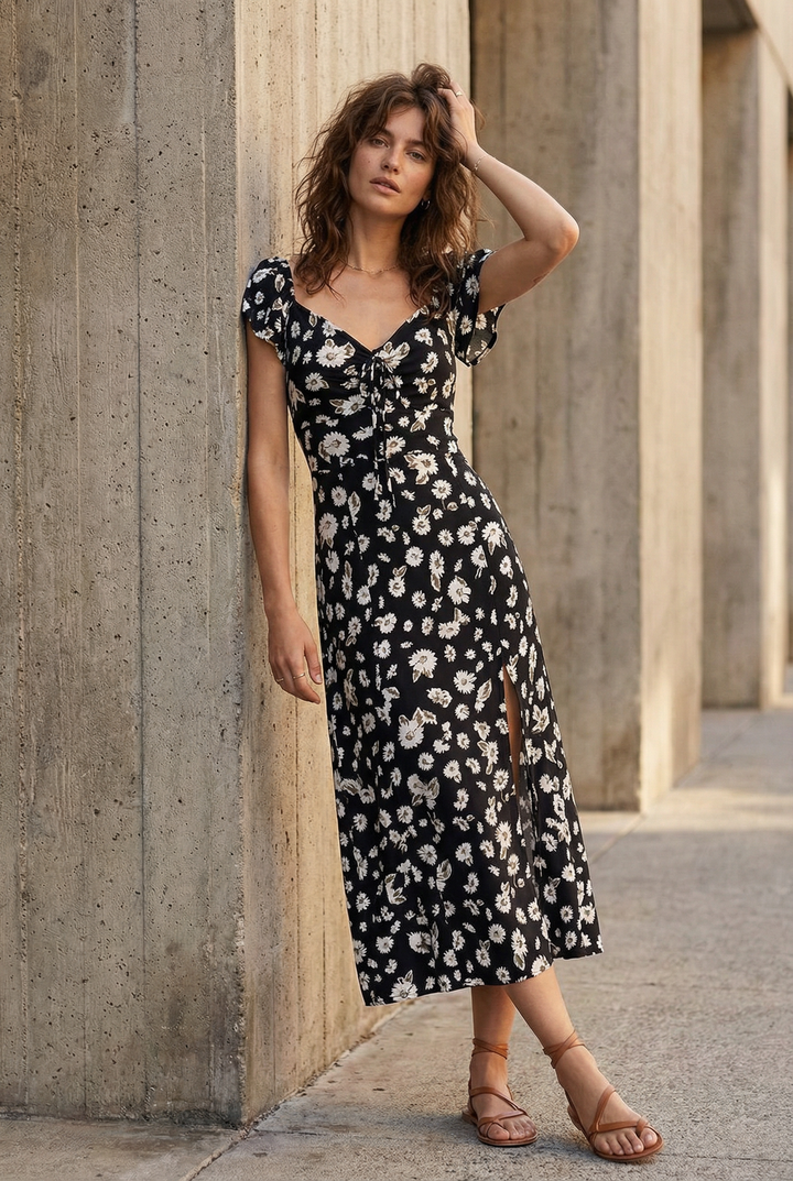 Robe Fleurie Fendue