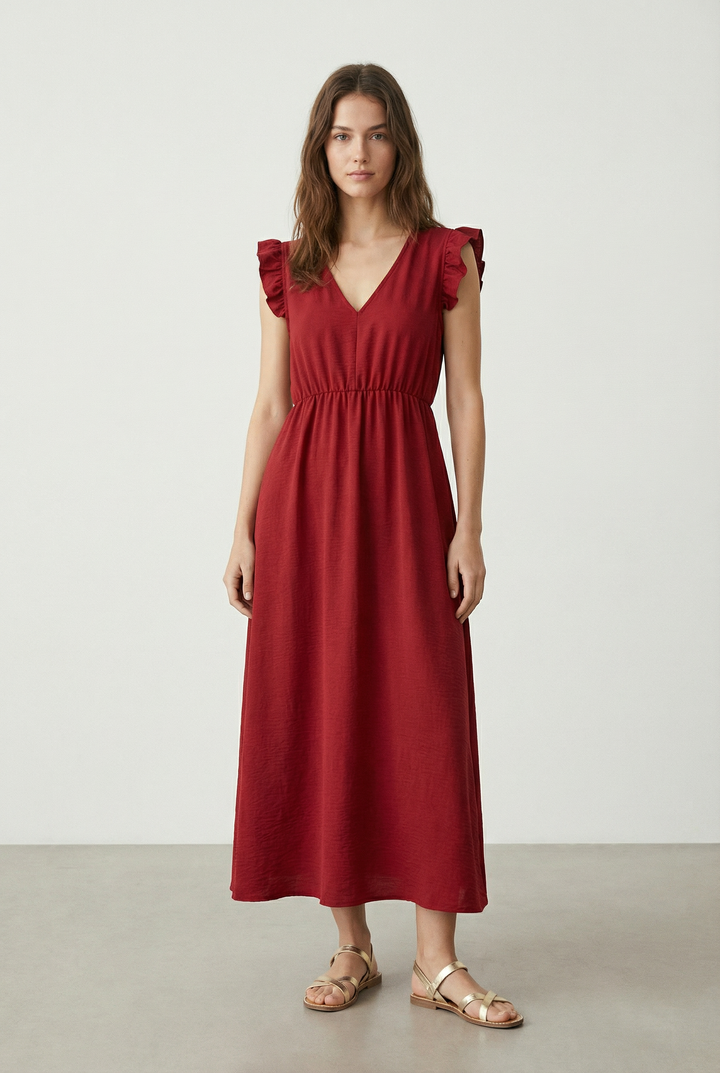 Robe Col V Élastique