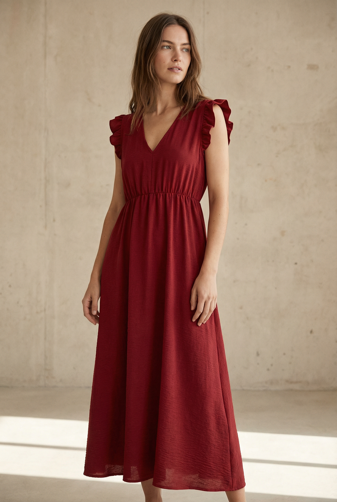 Robe Col V Élastique