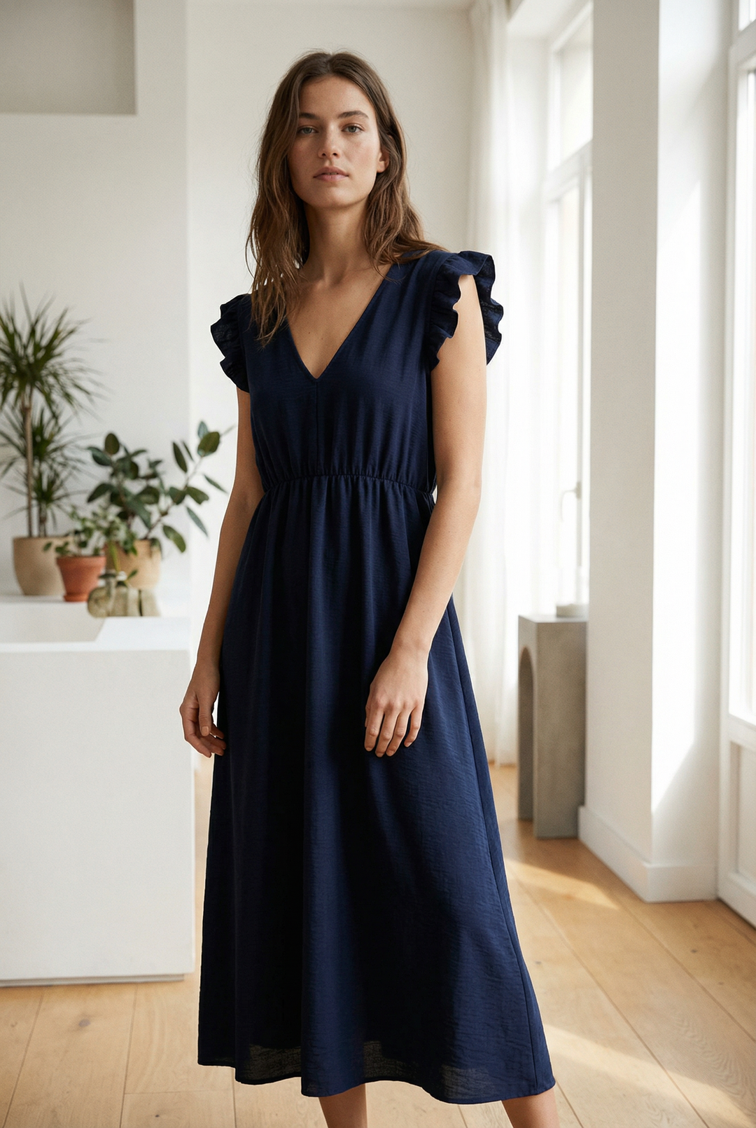Robe Col V Élastique