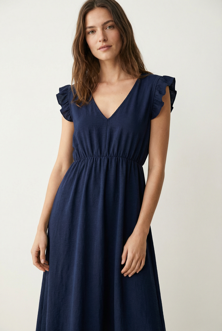 Robe Col V Élastique