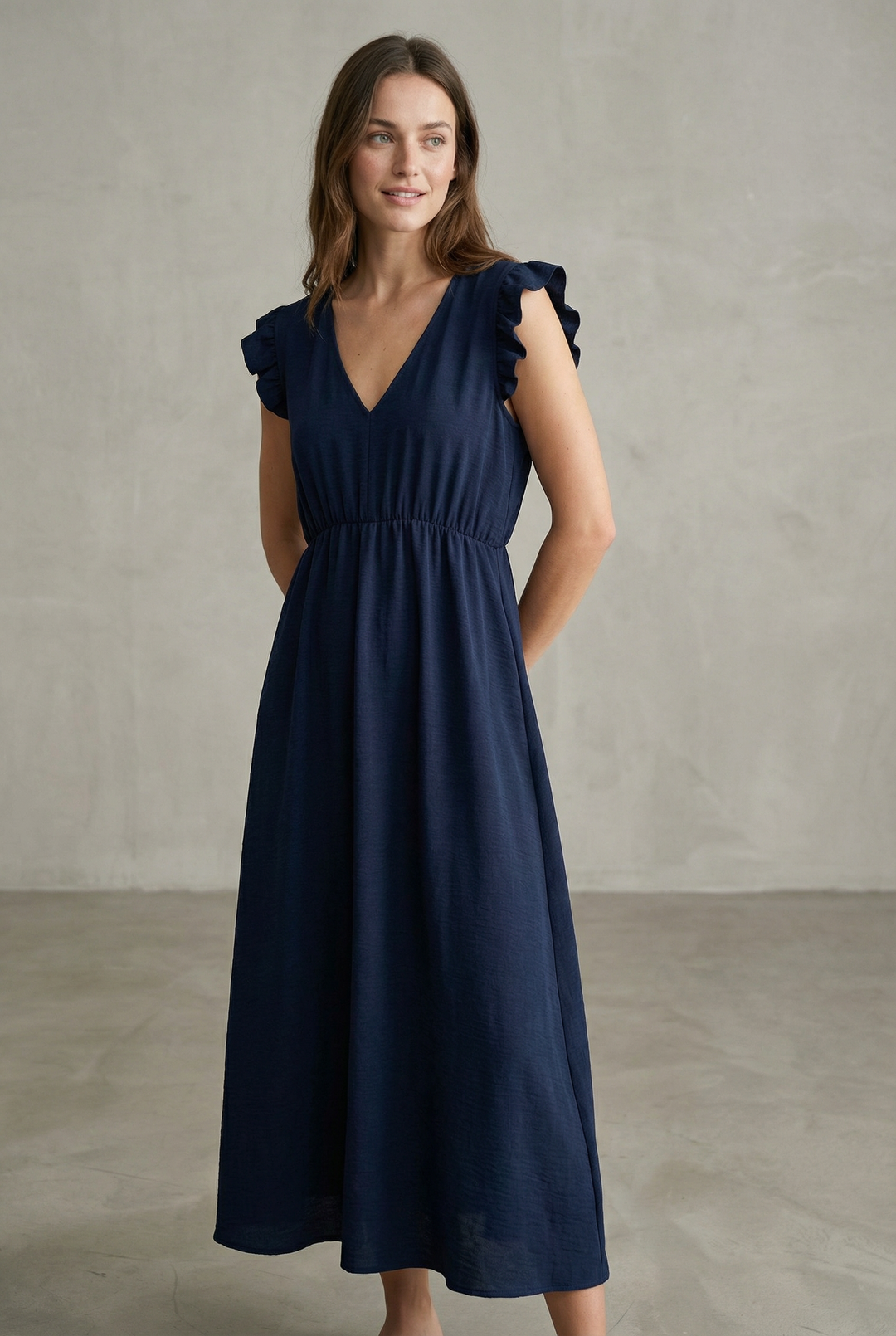 Robe Col V Élastique