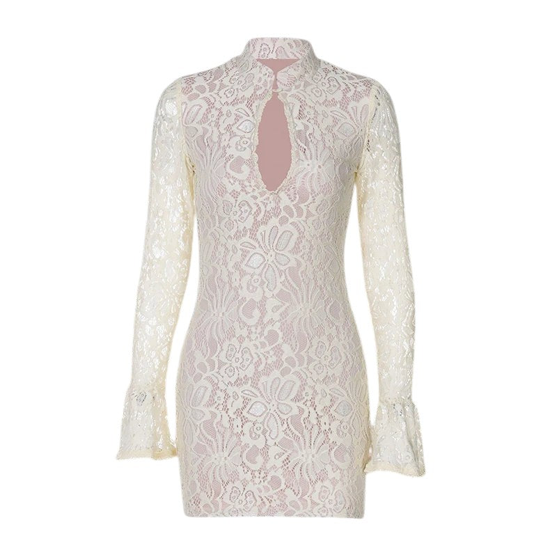 Robe en maille avec empiècements en tulle