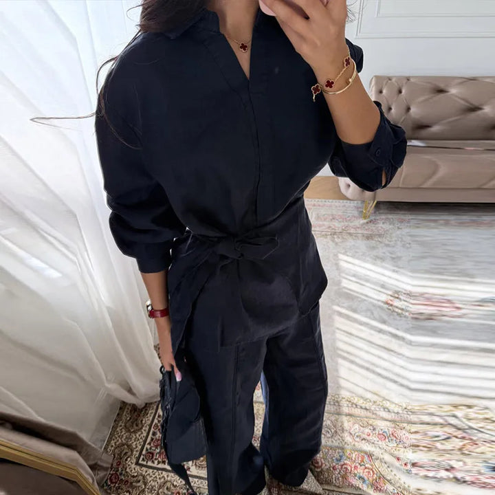 Ensemble Femme 2 Pièces en Lin – Chemise et Pantalon Large