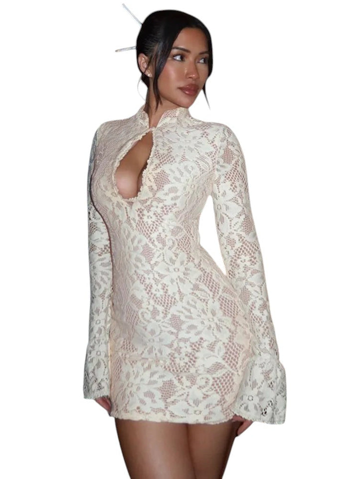 Robe en maille avec empiècements en tulle