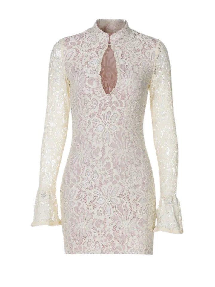 Robe en maille avec empiècements en tulle
