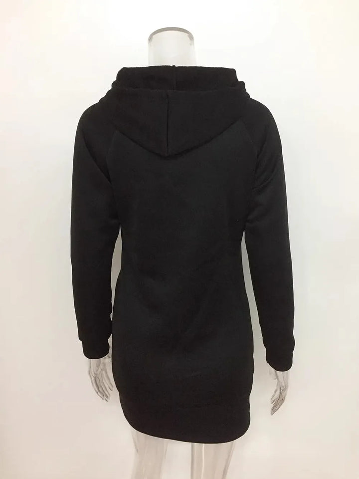 Robe sweat à capuche mi-longue pour femme