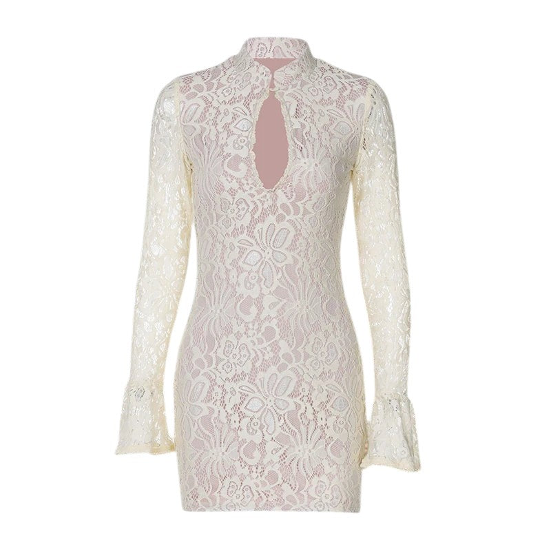 Robe en maille avec empiècements en tulle