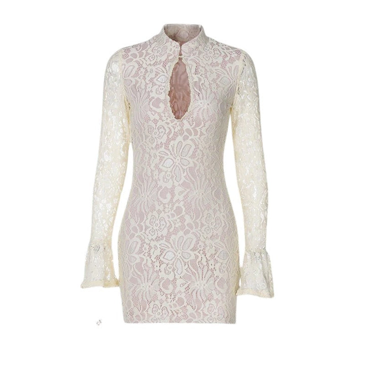 Robe en maille avec empiècements en tulle