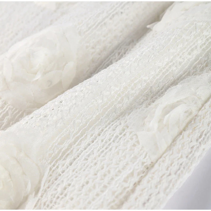 Ensemble Femme Élégant – Haut à Fleurs 3D et Jupe Longue