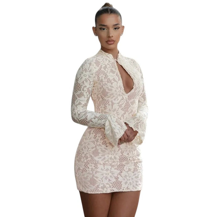 Robe en maille avec empiècements en tulle