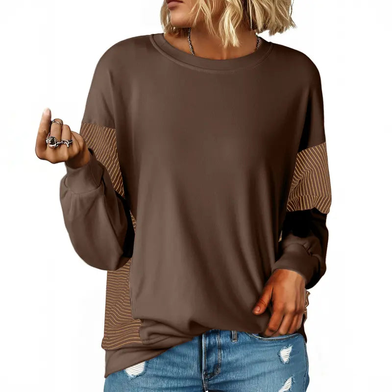 Naisten Patchwork Pitkähihaiset Neule Sweatshirt