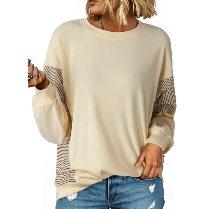 Naisten Patchwork Pitkähihaiset Neule Sweatshirt