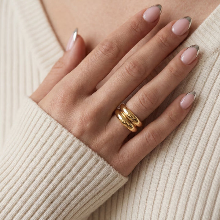 Anillo Doble Relieve Fino