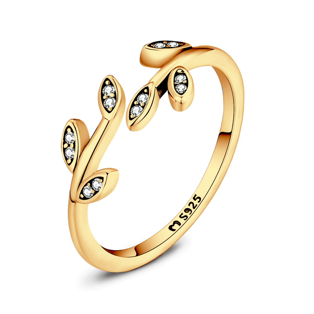 Anillo de Hojas Brillantes