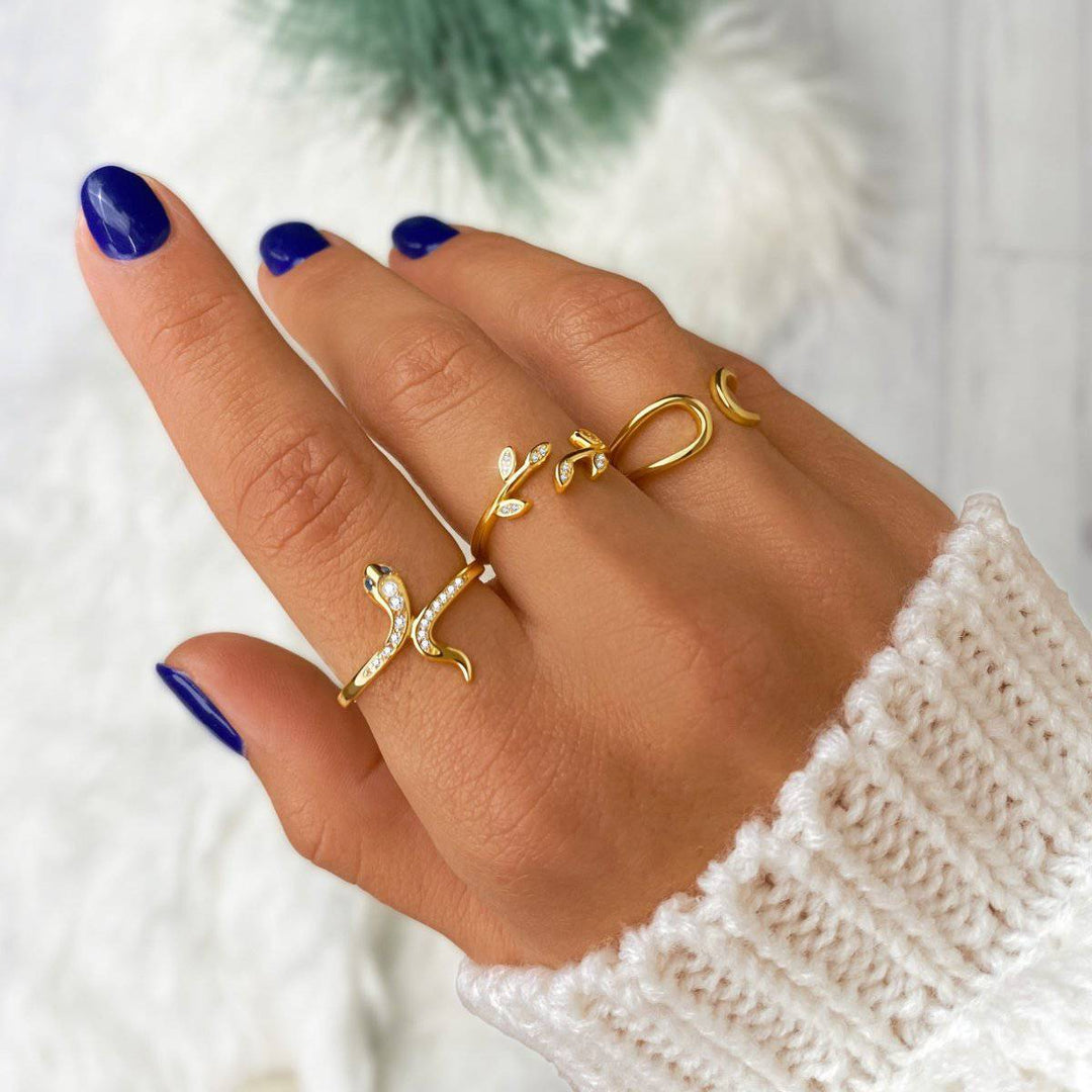 Anillo de Hojas Brillantes