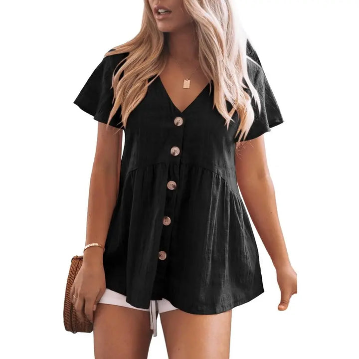 DELINA™ – Rentoa, mukavaa V-pääntie-peplum-paitaa