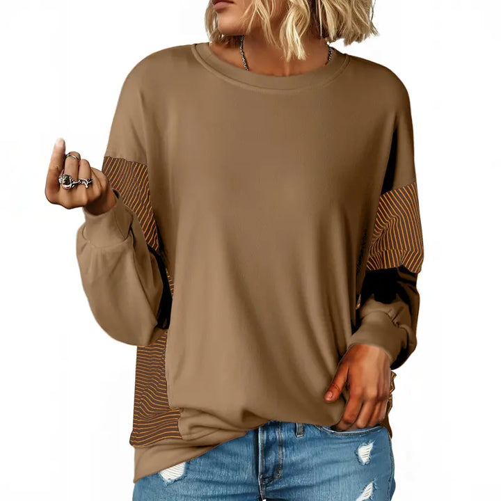 Naisten Patchwork Pitkähihaiset Neule Sweatshirt