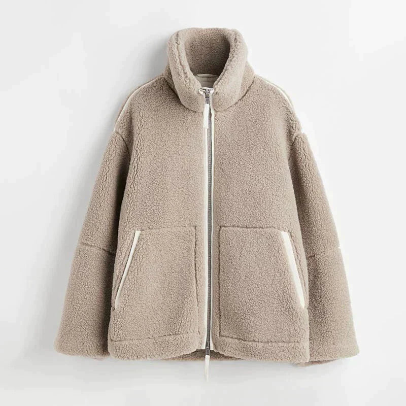 Rose™ – Naisten oversize-takki teddykankaasta, vetoketjulla