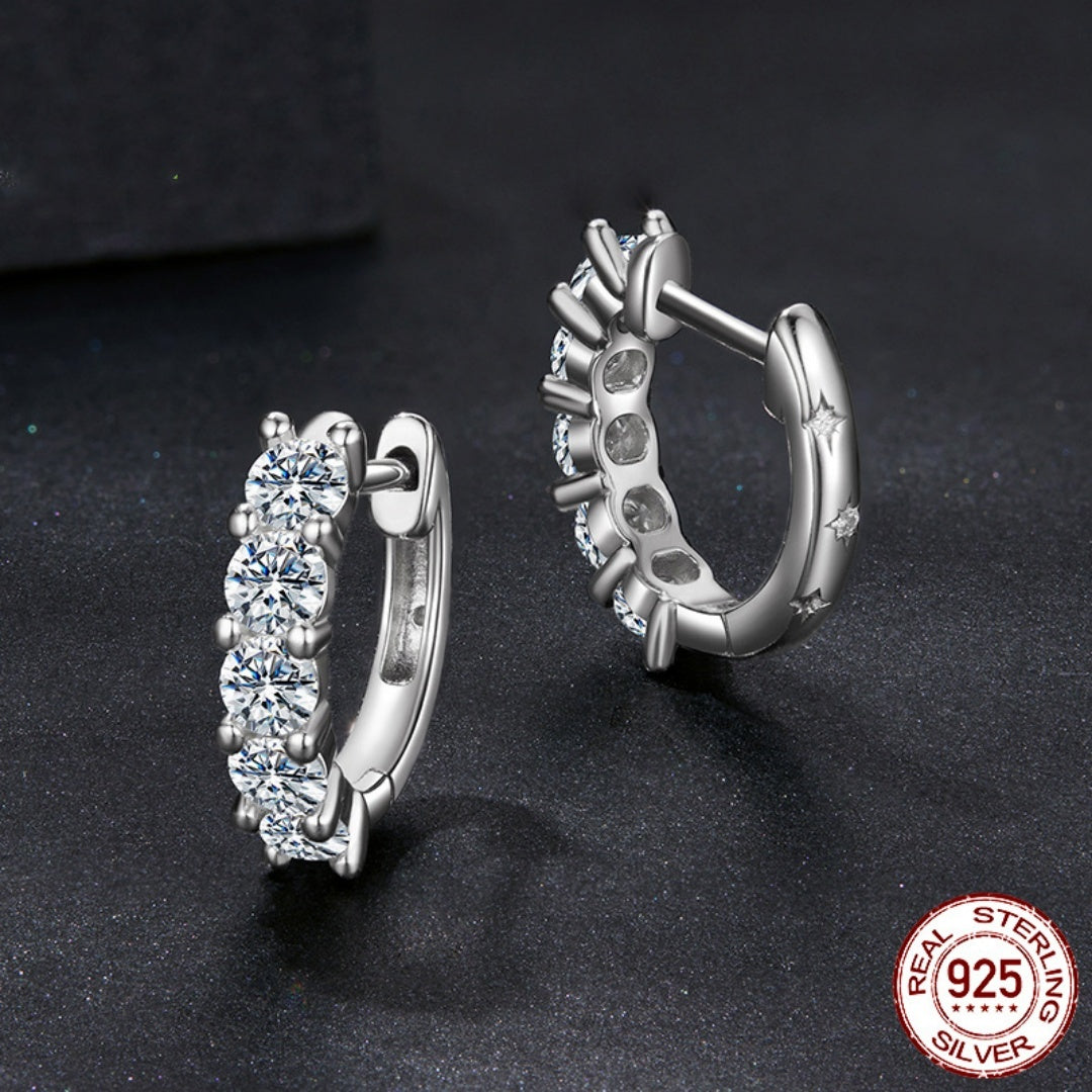 Silver Ziyun New Shining Single Row Light Luxury Moissanite Ear Clip Women