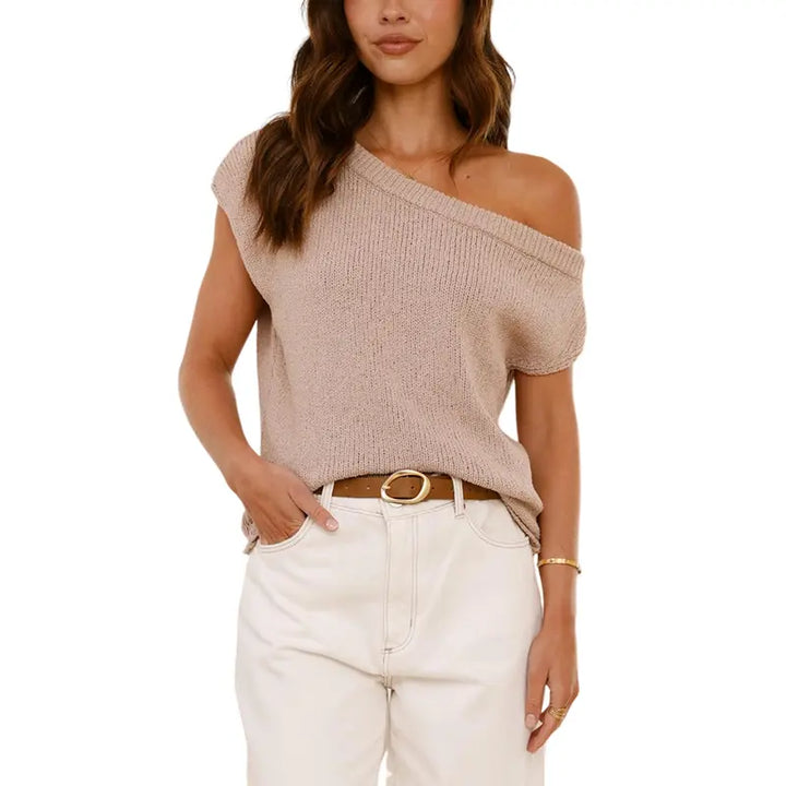 Naisten Off-Shoulder Y2K Lyhythihainen Ribbineulepaita
