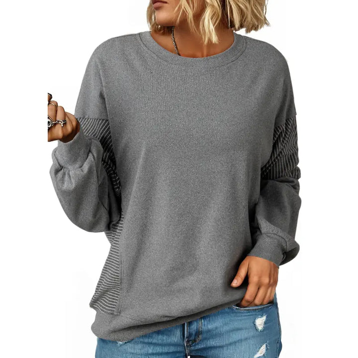 Naisten Patchwork Pitkähihaiset Neule Sweatshirt