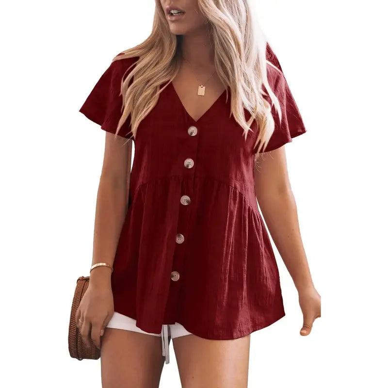 DELINA™ – Rentoa, mukavaa V-pääntie-peplum-paitaa